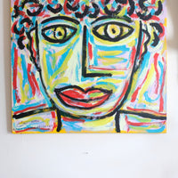 Naive Abstract Expressionism Self Portrait in a Crowd 80x80cm Canvas