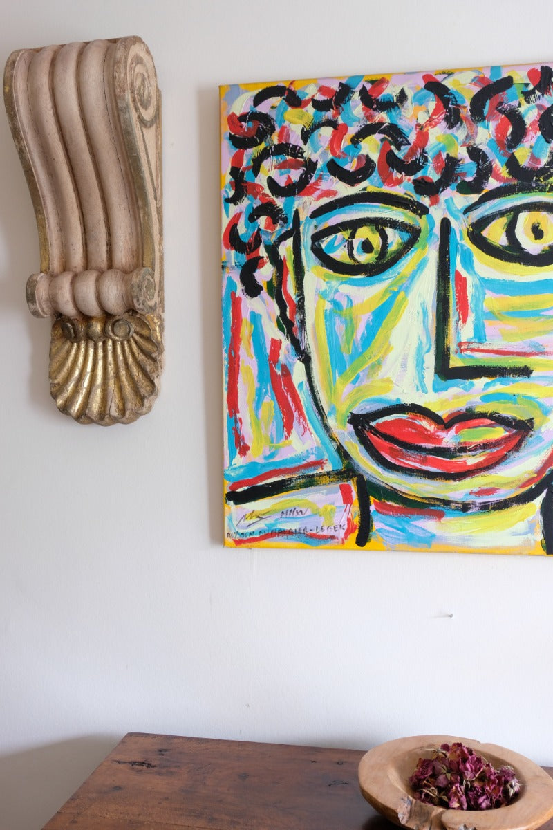 Naive Abstract Expressionism Self Portrait in a Crowd 80x80cm Canvas