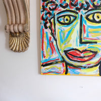 Naive Abstract Expressionism Self Portrait in a Crowd 80x80cm Canvas