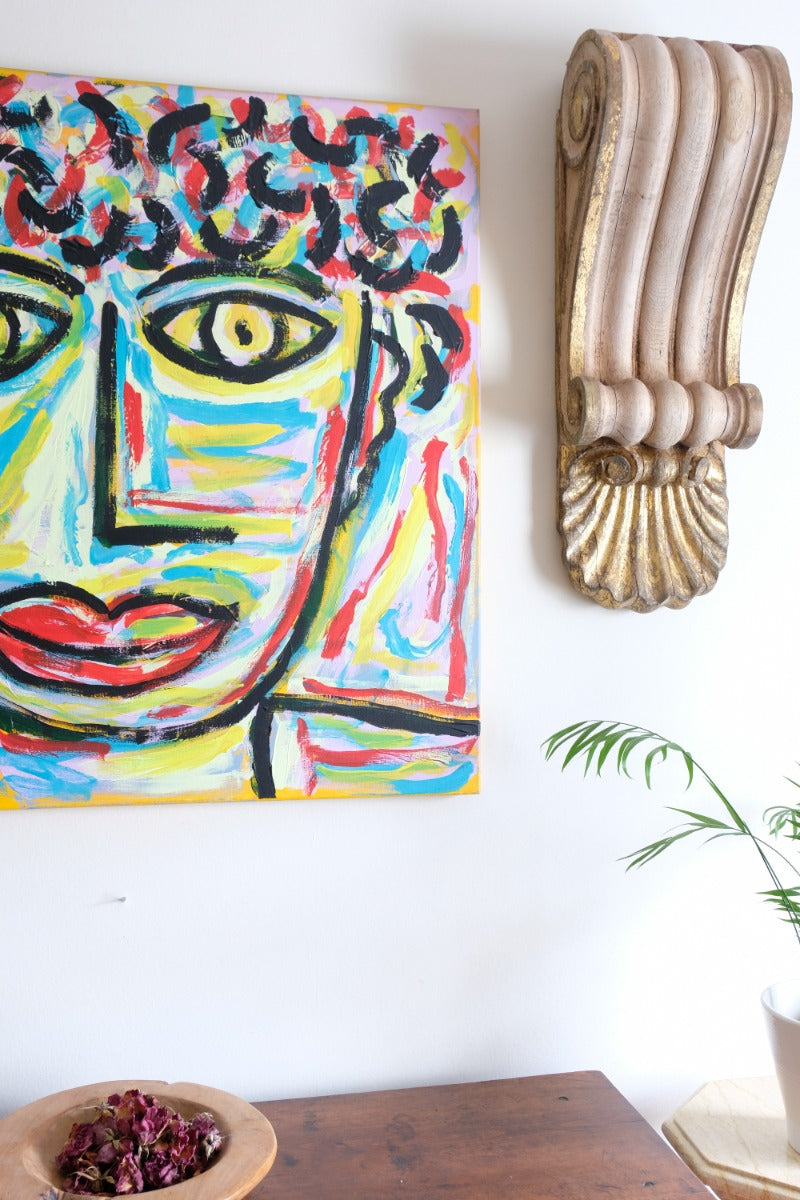Naive Abstract Expressionism Self Portrait in a Crowd 80x80cm Canvas