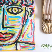 Naive Abstract Expressionism Self Portrait in a Crowd 80x80cm Canvas