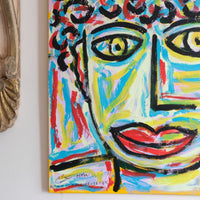 Naive Abstract Expressionism Self Portrait in a Crowd 80x80cm Canvas
