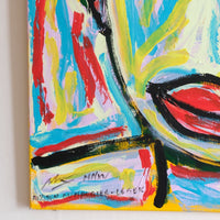 Naive Abstract Expressionism Self Portrait in a Crowd 80x80cm Canvas