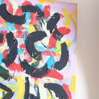 Naive Abstract Expressionism Self Portrait in a Crowd 80x80cm Canvas