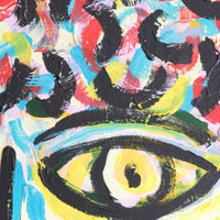 Naive Abstract Expressionism Self Portrait in a Crowd 80x80cm Canvas