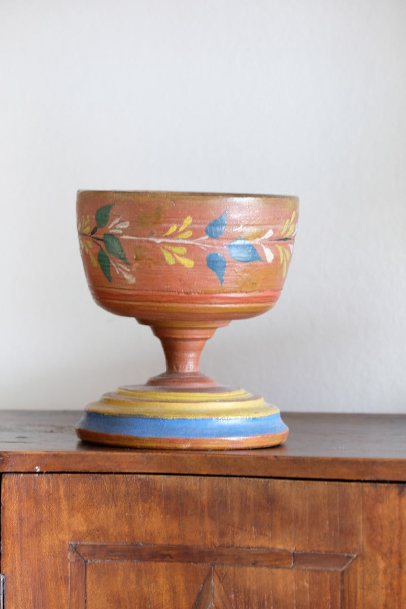 Scandinavian Folk Art Painted Wooden Cup Traditional Hand‑Painted Treen