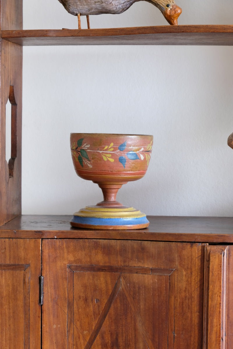 Scandinavian Folk Art Painted Wooden Cup Traditional Hand‑Painted Treen