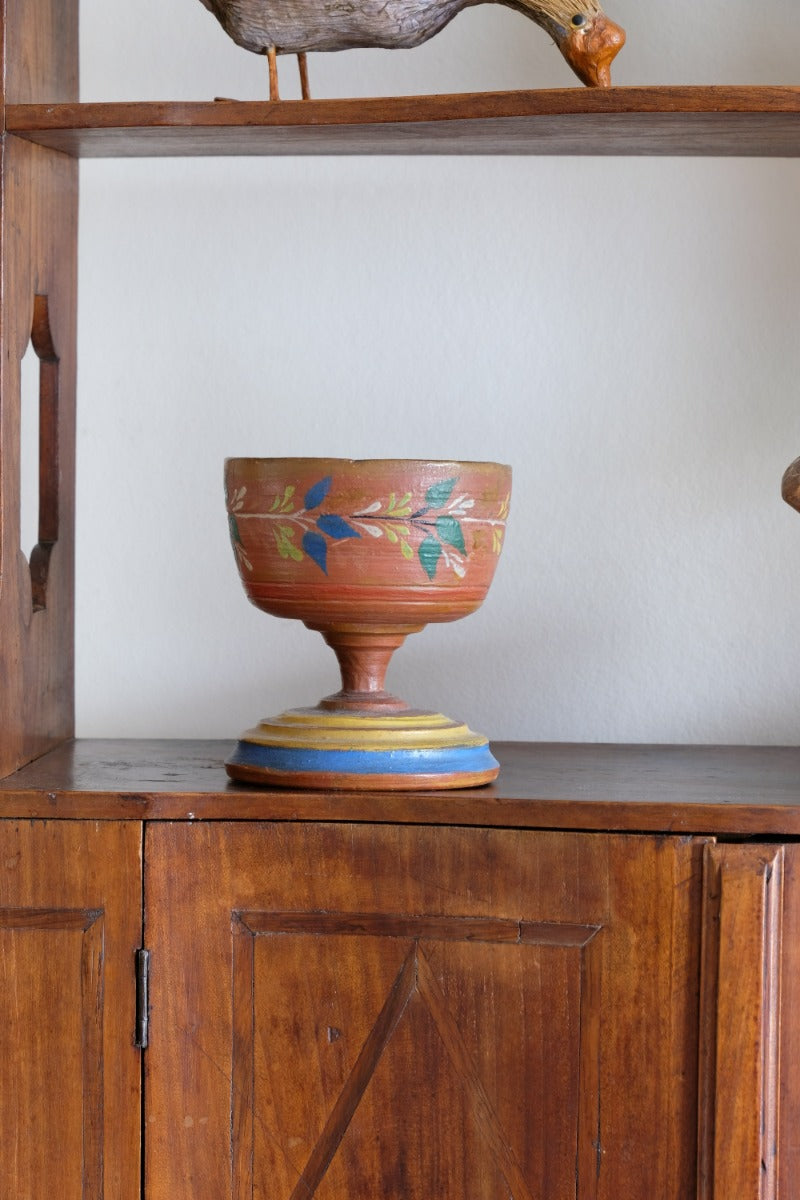 Scandinavian Folk Art Painted Wooden Cup Traditional Hand‑Painted Treen