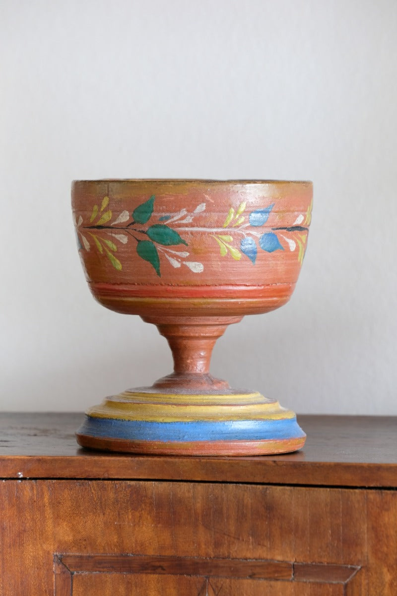 Scandinavian Folk Art Painted Wooden Cup Traditional Hand‑Painted Treen