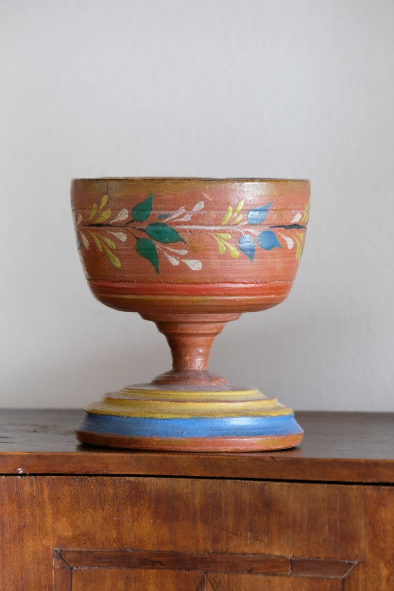 Scandinavian Folk Art Painted Wooden Cup Traditional Hand‑Painted Treen