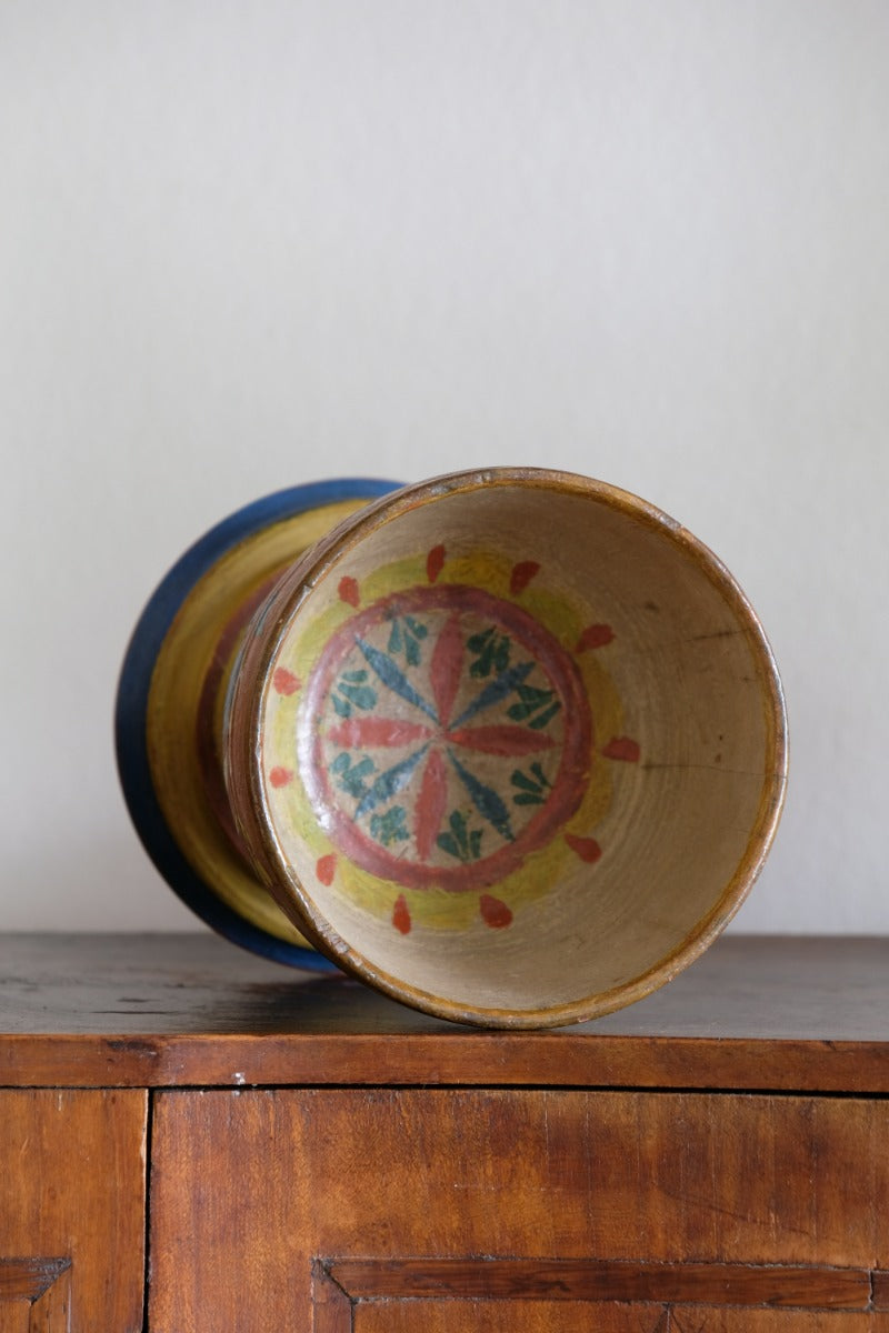 Scandinavian Folk Art Painted Wooden Cup Traditional Hand‑Painted Treen