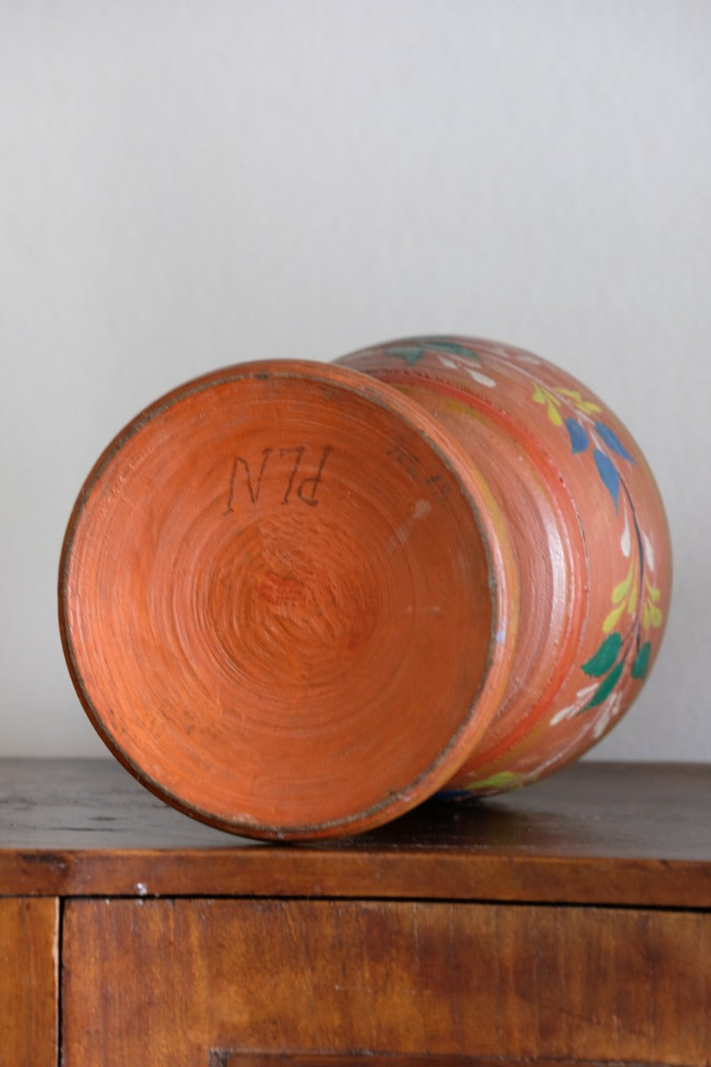 Scandinavian Folk Art Painted Wooden Cup Traditional Hand‑Painted Treen