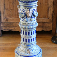 19th-century Westerwald stoneware jardinière with Arts & Crafts pedestal