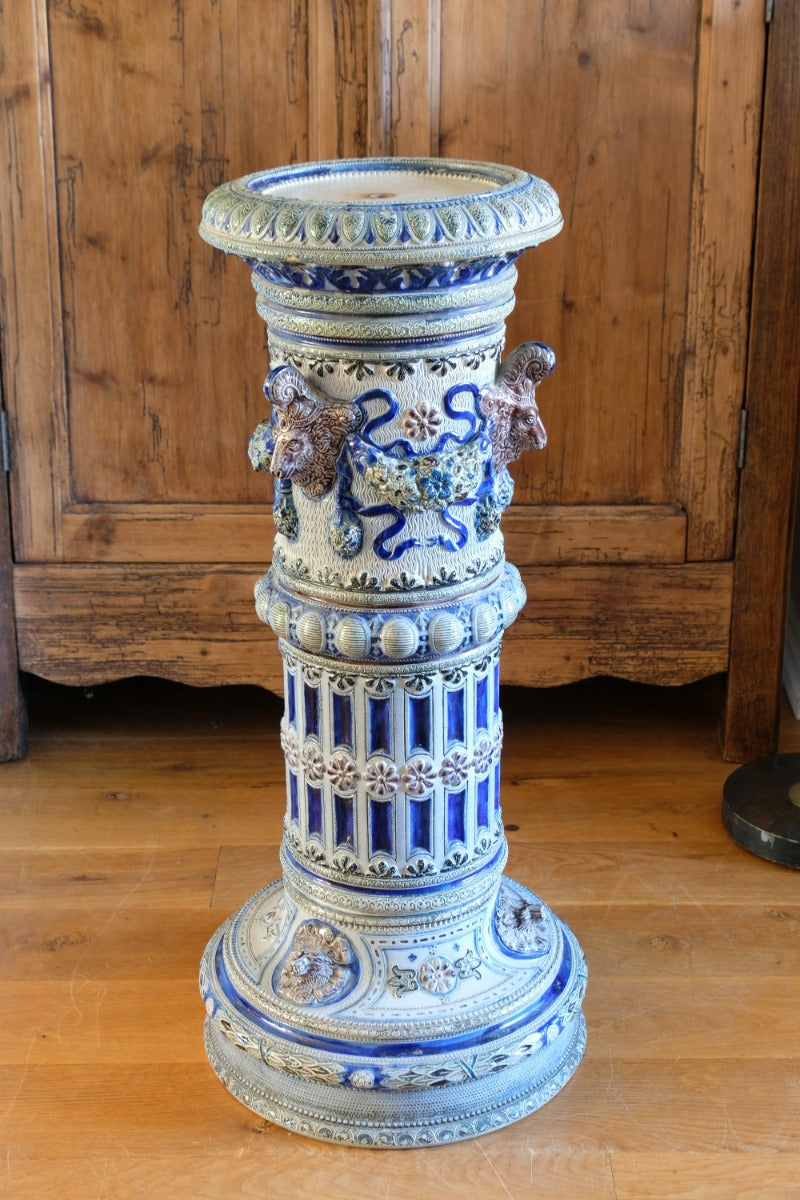 19th-century Westerwald stoneware jardinière with Arts & Crafts pedestal