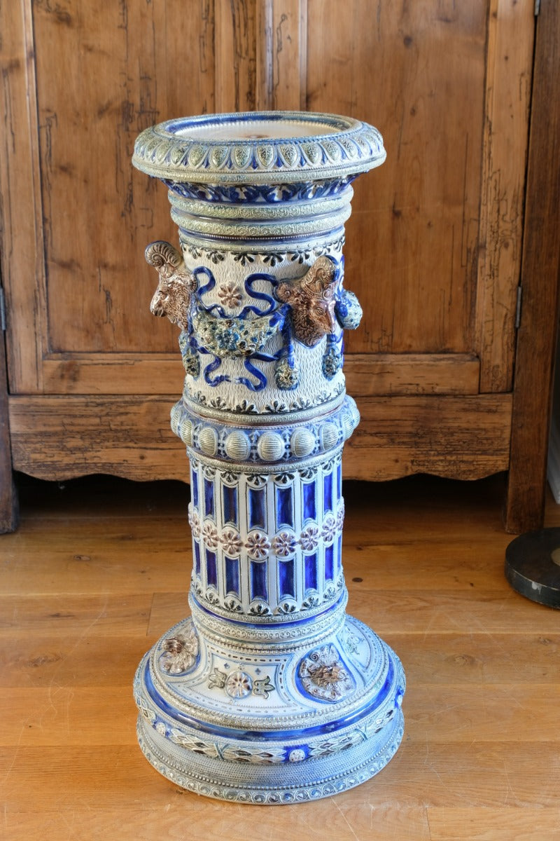 19th-century Westerwald stoneware jardinière with Arts & Crafts pedestal