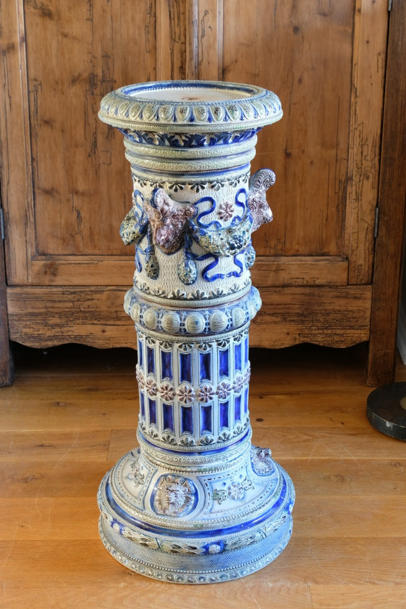 19th-century Westerwald stoneware jardinière with Arts & Crafts pedestal