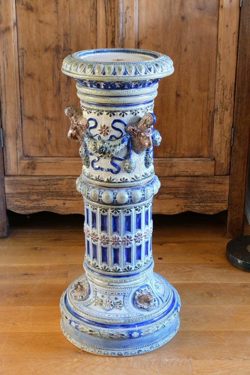 19th-century Westerwald stoneware jardinière with Arts & Crafts pedestal