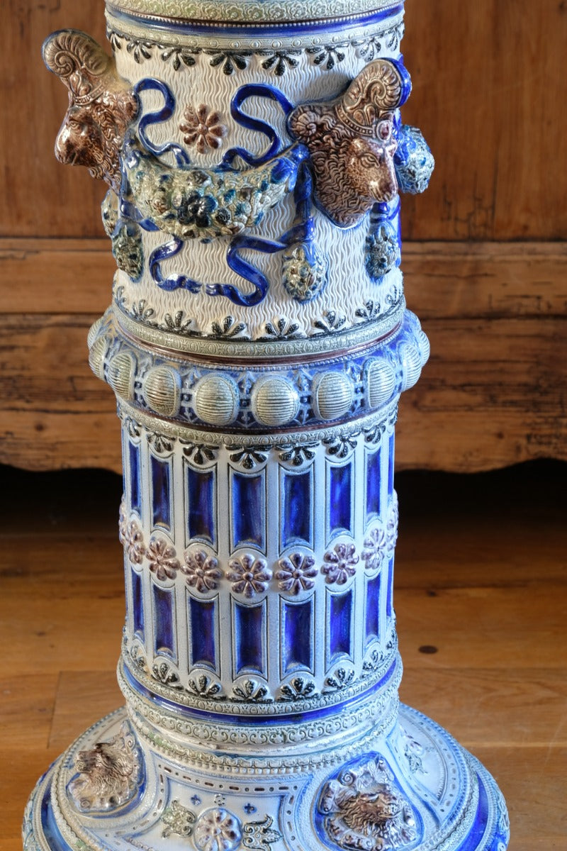19th-century Westerwald stoneware jardinière with Arts & Crafts pedestal