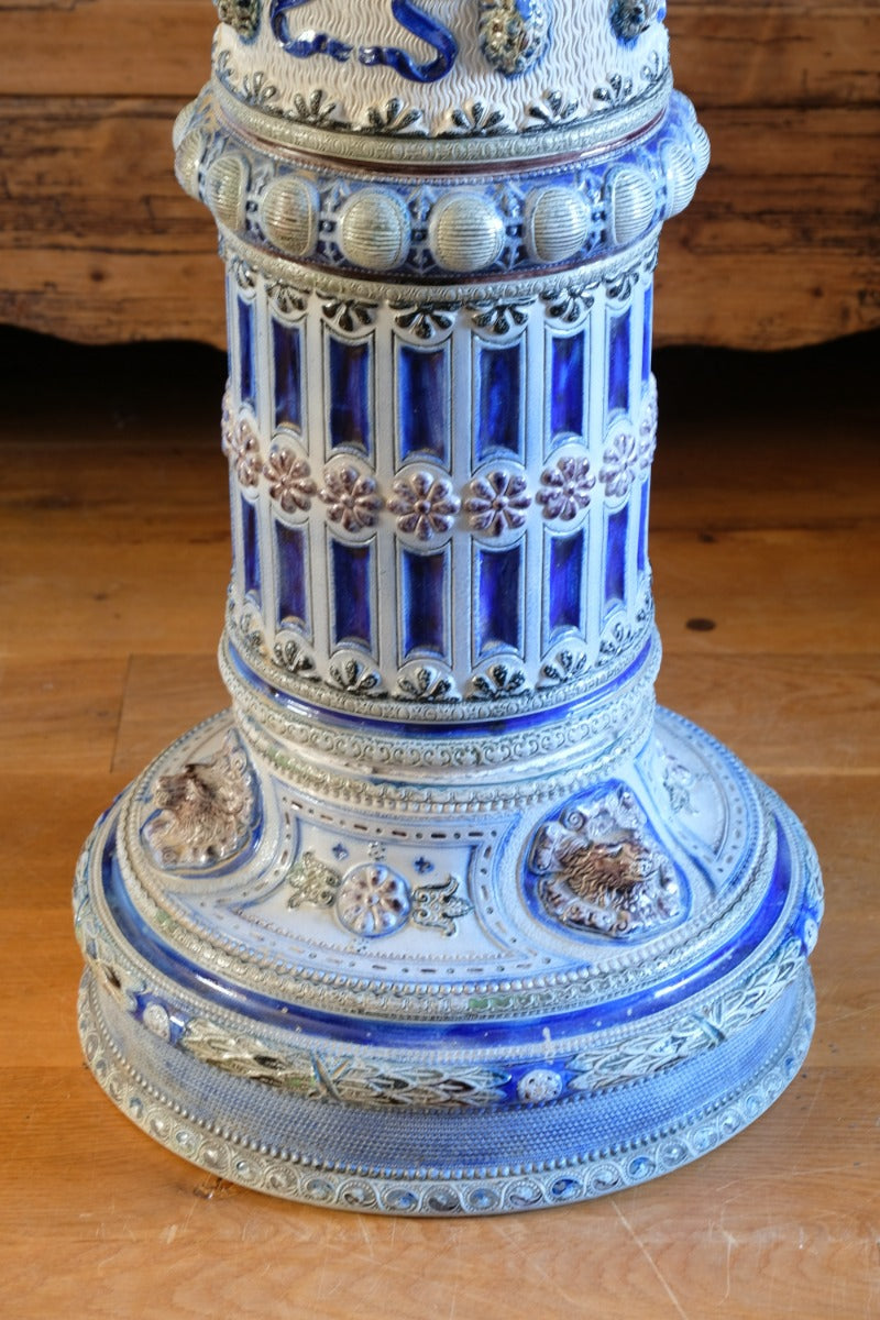 19th-century Westerwald stoneware jardinière with Arts & Crafts pedestal