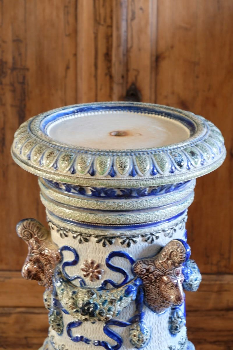 19th-century Westerwald stoneware jardinière with Arts & Crafts pedestal