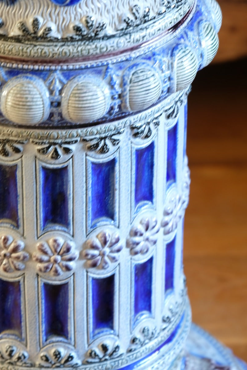 19th-century Westerwald stoneware jardinière with Arts & Crafts pedestal