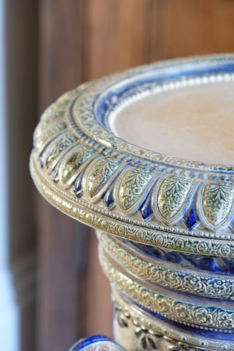 19th-century Westerwald stoneware jardinière with Arts & Crafts pedestal