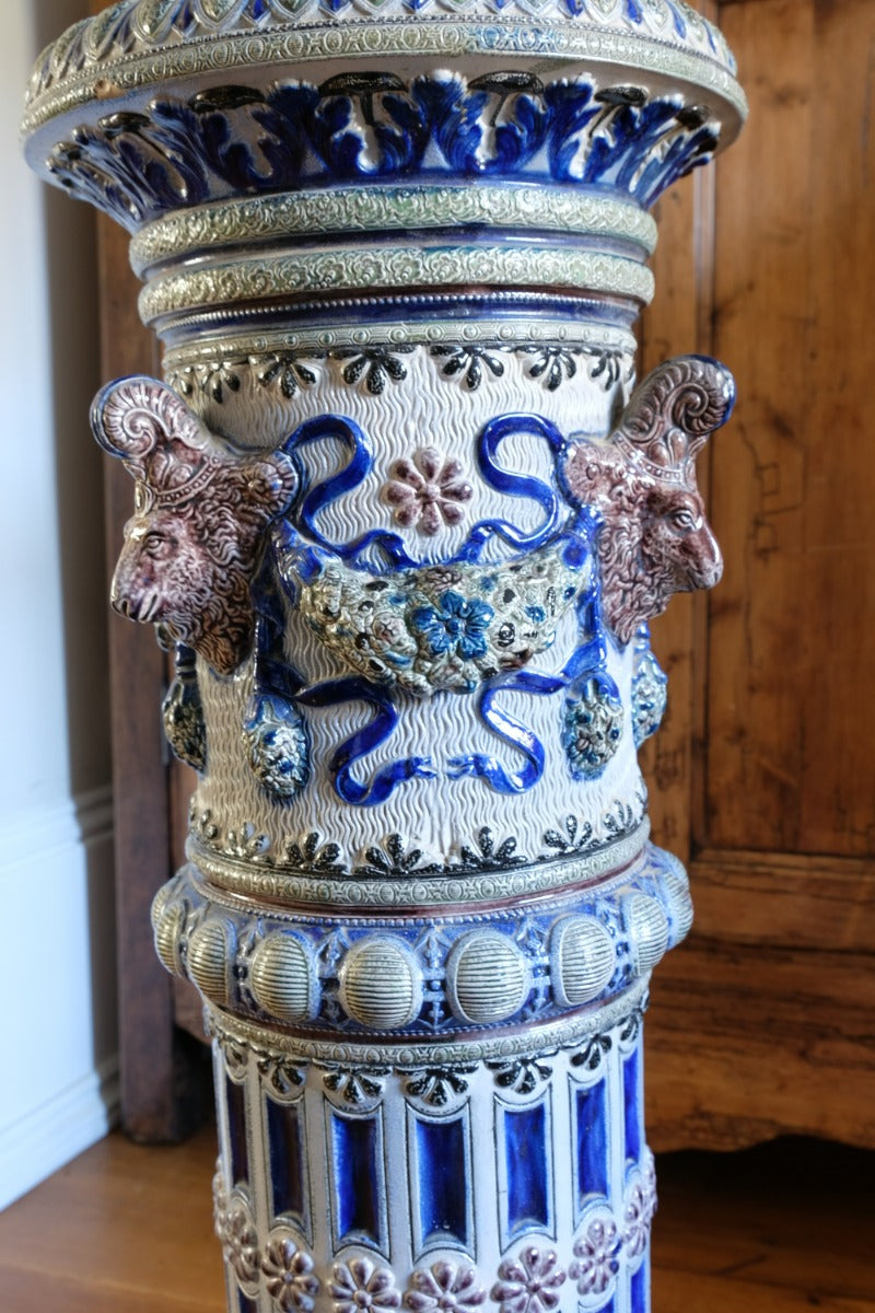 19th-century Westerwald stoneware jardinière with Arts & Crafts pedestal