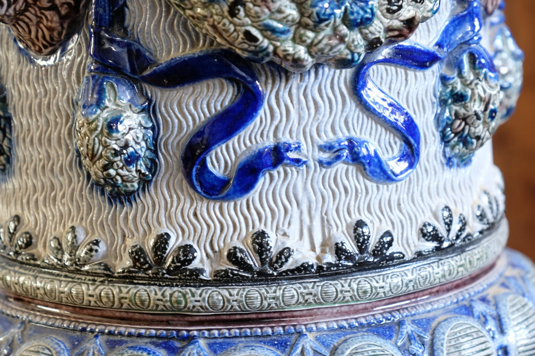 19th-century Westerwald stoneware jardinière with Arts & Crafts pedestal