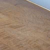 Medullary rays throughout the oak top and side on the Arts & Crafts oak console table by Beresford & Hicks with two drawers and shaped trestle supports