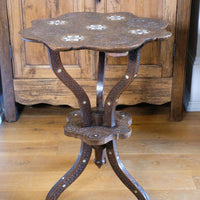 syrian carved hardwood mother of pearl inlaid occasional table