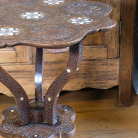 syrian carved hardwood mother of pearl inlaid occasional table