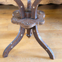 syrian carved hardwood mother of pearl inlaid occasional table