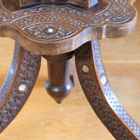 syrian carved hardwood mother of pearl inlaid occasional table
