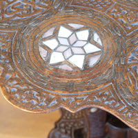 syrian carved hardwood mother of pearl inlaid occasional table