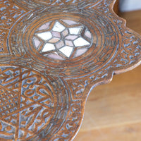 syrian carved hardwood mother of pearl inlaid occasional table