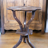 syrian carved hardwood mother of pearl inlaid occasional table