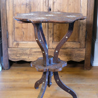 syrian carved hardwood mother of pearl inlaid occasional table