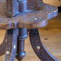 syrian carved hardwood mother of pearl inlaid occasional table