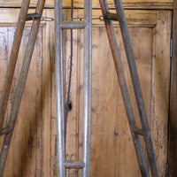 Oak and brass military-style tripod floor lamp with original fittings