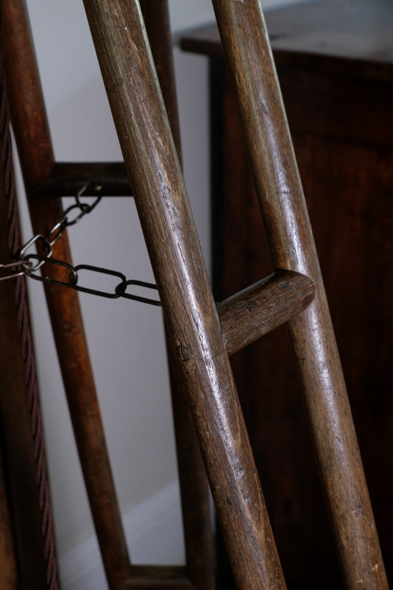 Oak and brass military-style tripod floor lamp with original fittings