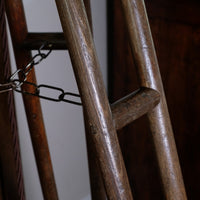 Oak and brass military-style tripod floor lamp with original fittings