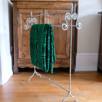Vintage Wrought Iron Painted Towel Rail With Scroll Ends and Cabriole Legs