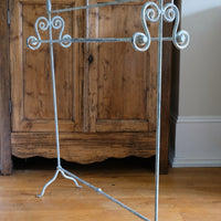 Vintage Wrought Iron Painted Towel Rail With Scroll Ends and Cabriole Legs