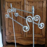 Vintage Wrought Iron Painted Towel Rail With Scroll Ends and Cabriole Legs