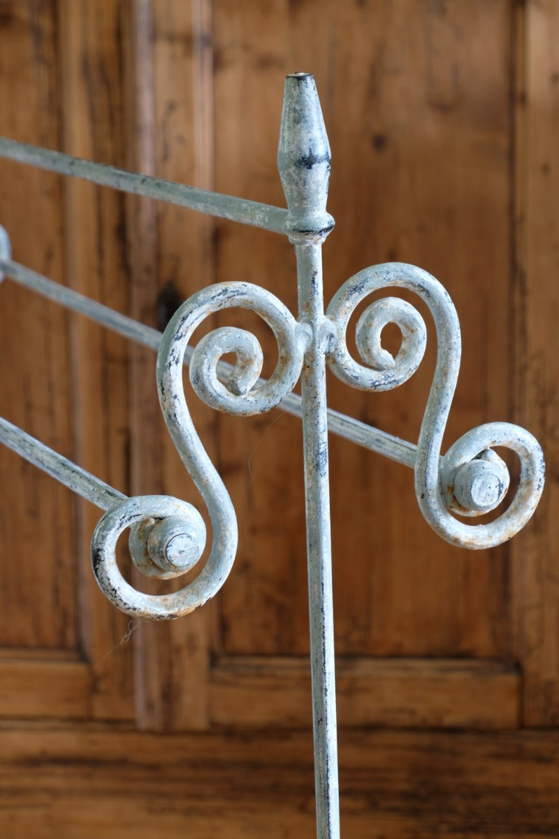 Vintage Wrought Iron Painted Towel Rail With Scroll Ends and Cabriole Legs