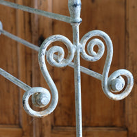 Vintage Wrought Iron Painted Towel Rail With Scroll Ends and Cabriole Legs