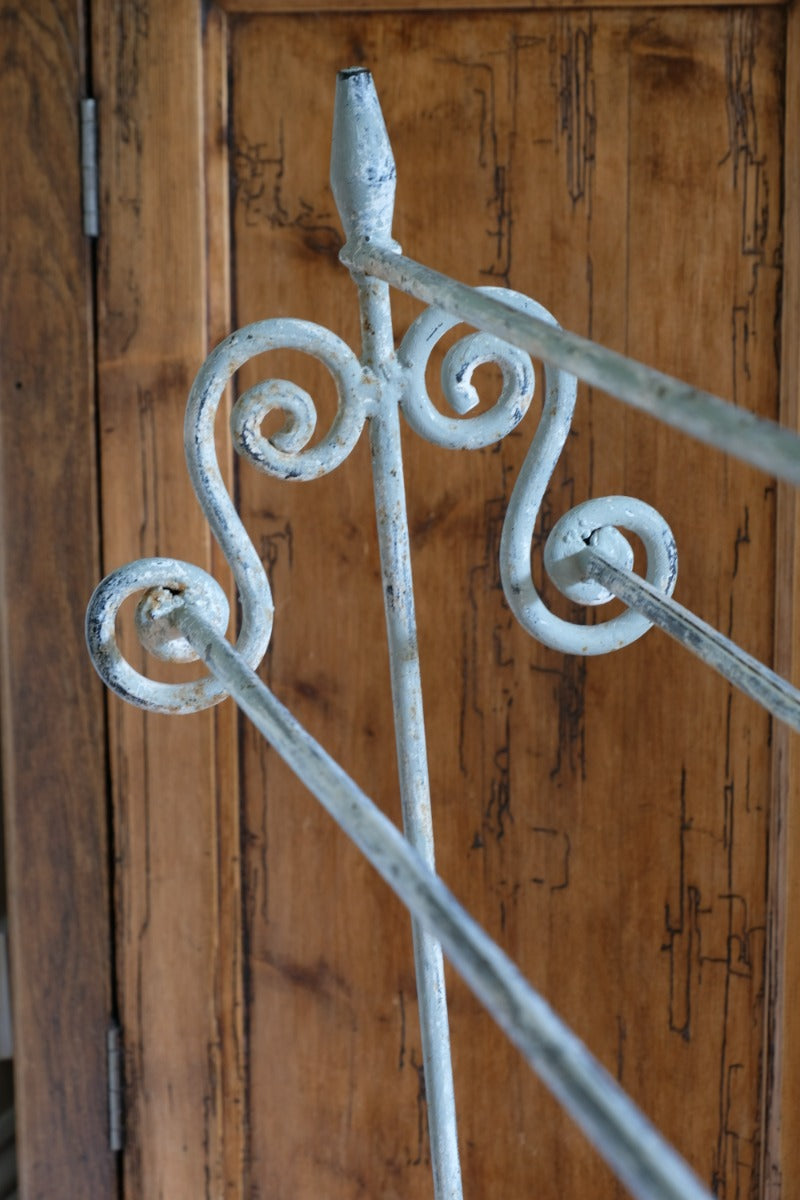 Vintage Wrought Iron Painted Towel Rail With Scroll Ends and Cabriole Legs