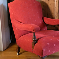 19th Century Open Arm Library Armchair With Serpentine Back and Original Castors