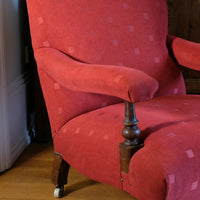 19th Century Open Arm Library Armchair With Serpentine Back and Original Castors