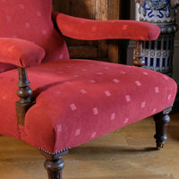 19th Century Open Arm Library Armchair With Serpentine Back and Original Castors